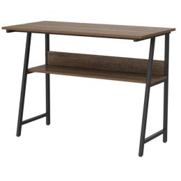 39-Inch Home Office Computer Desk | Black Metal Frame, Wood Top, Shelf