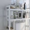 White Solid Wood Over-the-Toilet Bathroom Storage Shelving Unit