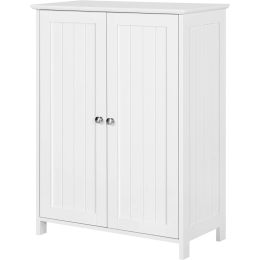 White Wood 2-Door Freestanding Bathroom Floor Cabinet Kitchen Storage Cupboard