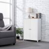 White Wood 2-Door Freestanding Bathroom Floor Cabinet Kitchen Storage Cupboard