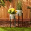 Galvanized Sheet Metal Rustic Plant Stand Set