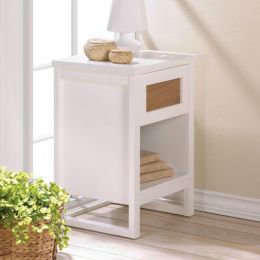 Wood Front White Side Table