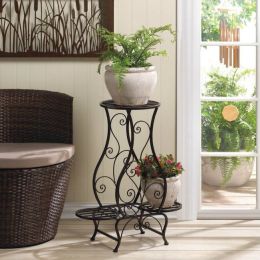 Swirled Iron Triple Plant Stand - Black