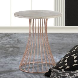 Rose Gold Accent Table with Whitewash Top